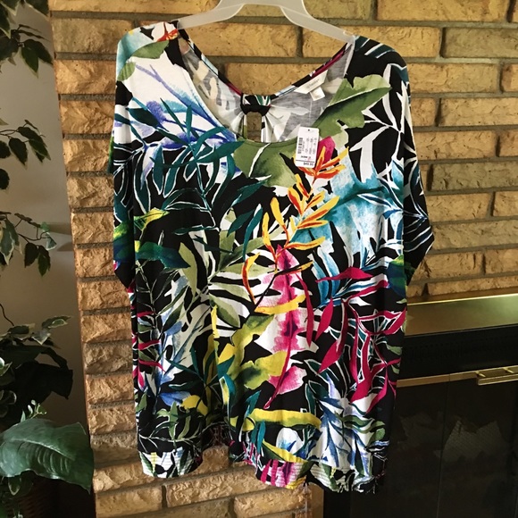 CJ Banks Tops - CJBanks Plus Ladies Tropical Summer Top, 3X